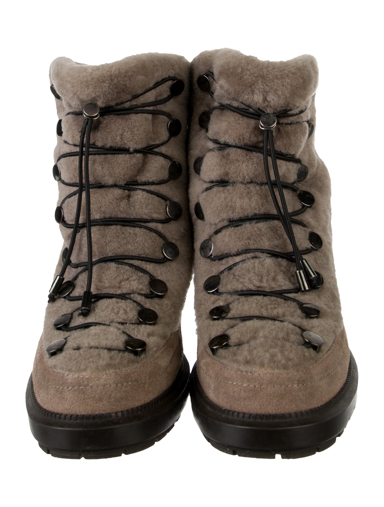 Aquatalia Suede Fur Trim Combat Boots
